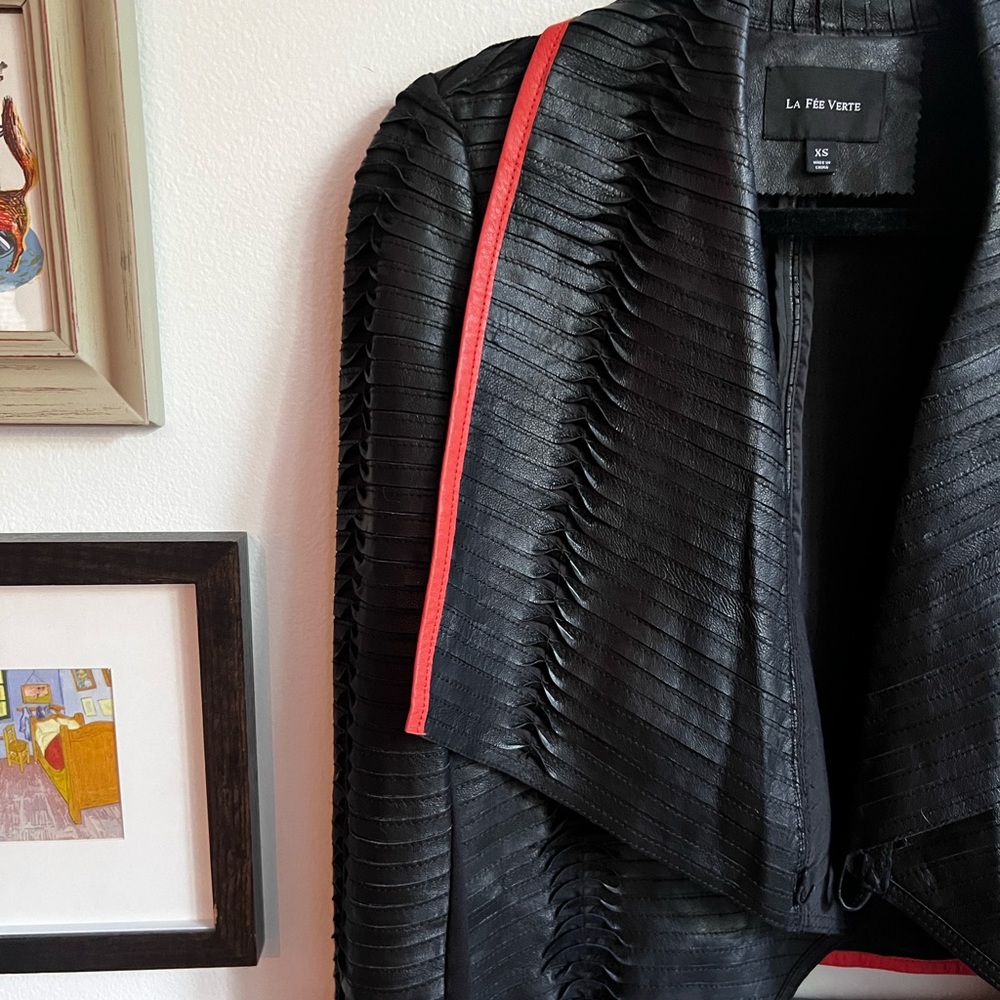 Textured leather jacket La Fée Verte